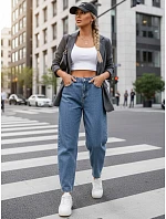 Dámske džínsy balónového strihu s vysokou sedmičkou FashionStreet UY2929 Dámske džínsy balónového strihu s vysokou sedmičkou FashionStreet UY2929