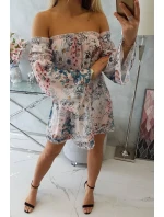 Spangled kvetinové šaty púdrovo ružové