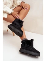 Śniegowce Damskie Na Platformie Z Futerkiem I Wiązaniem Big Star SS274113 Czarne