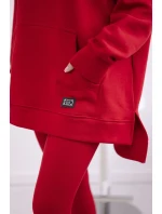 Bavlnená súprava, zateplená mikina + legíny červený
