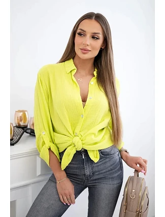 Bavlnená mušelínová košeľa kiwi