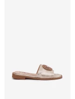 Klapki Damskie Na Płaskim Obcasie Z Ozdobą S.Barski KV51-013 Złote