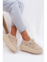 Dámske pletené tenisky na platforme Beige Evalora Dámske pletené tenisky na platforme Beige Evalora