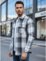 Pánska čierno-biela kockovaná flanelová košeľa FashionStreet DX2677