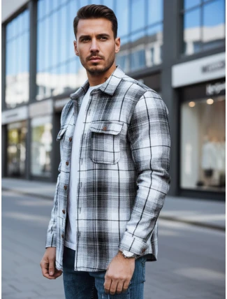 Pánska čierno-biela kockovaná flanelová košeľa FashionStreet DX2677