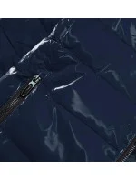 Tmavo modrá dámska bunda sa vzorovanou podšívkou (W707)