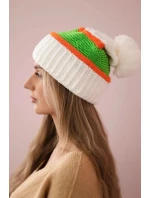 Dámska čiapka Kinga K297 biela+oranžová+zelená