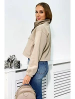 Izolovaná bavlnená mikina so zipsom svetlo béžová