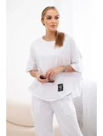 Súprava bavlnená blúzka + nohavice biela