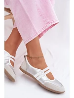 Sportové baleríny s elastickými pásky stříbrné Donatella