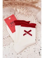 Dámske vianočné ponožky s mašľou - biele Dámske vianočné ponožky s mašľou - biele