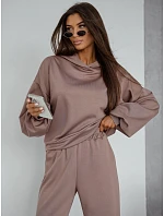 Dámska tepláková súprava s kapucňou v cappuccino farbe, FashionStreet AY1214