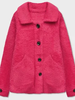 Krátky ružový prehoz cez oblečenie typu alpaka na gombíky (537)