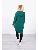 Mikina s kapucňou s dlhým chrbtom zelená