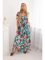 Viskózové šaty s volánovým výstrihom 29476 zelené - Kesi