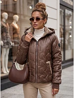 Dámska prechodná bunda s odnímateľnou kapucňou, hnedá, FashionStreet TY5779 Dámska prechodná bunda s odnímateľnou kapucňou, hnedá, FashionStreet TY5779