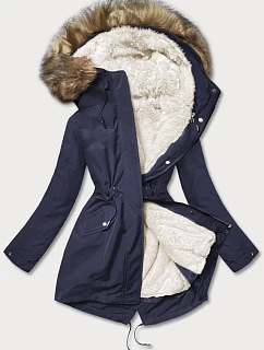 Dámska teplá zimná bunda navy blue-ecru (w629)