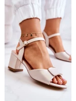 Kožené sandále na vysokom podpätku Beige Lorisa