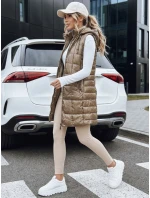 Dámska prešívaná vesta s kapucňou v zlatej farbe FashionStreet TY5258