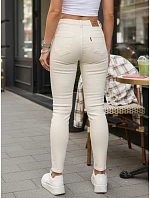 Dámske úzke džínsy s vysokým pásom béžová FashionStreet UY2942