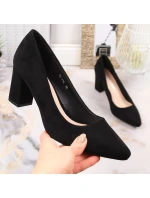 Sergio Leone W SK403A čierne semišové lodičky na ihlovom podpätku