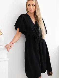 Šaty s vrstveným výstrihom čierne