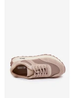 Zamszowe Sneakersy Na Platformie Damskie Big Star RR274897 HI-POLY SYSTEM Beżowe