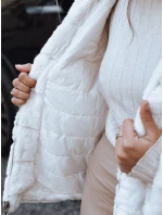 Dámska obojstranná kožušinová bunda s kapucňou svetlo béžová FashionStreet TY5273