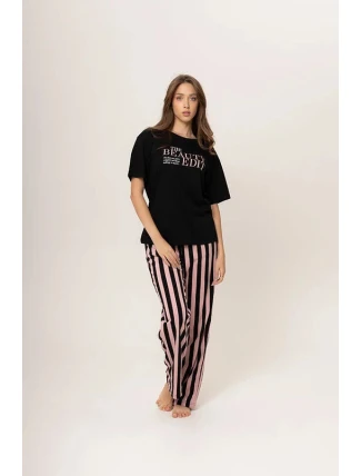 Dámske pyžamo 160/073 čierne s potlačou - Karol