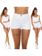 Dámske džínsové krátke kraťasy S385-1A Biela - In-style Fashion Dámske džínsové krátke kraťasy S385-1A Biela - In-style Fashion