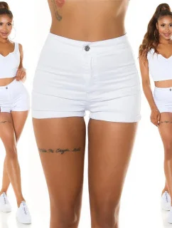 Dámske džínsové krátke kraťasy S385-1A Biela - In-style Fashion