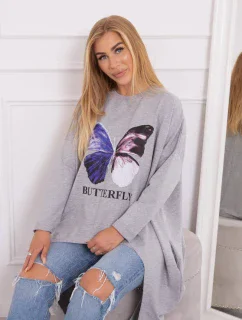 Blúzka oversize s potlačou šedá