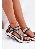 Sandały Damskie Na Rzepy D.Franklin DFSH406002 Czarno-Beżowe