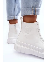 Zateplené kožené tenisky so zipsom Big Star MM274624 white