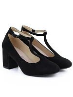 Čierne semišové remienkové lodičky Mascara s ihličkovým podpätkom 834284