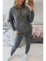 Zateplená súprava s ozdobným vreckom grafitová melanž