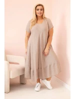 Dámske plus size šaty s krátkymi rukávmi a volánom z ľahkej viskózy fango Dámske plus size šaty s krátkymi rukávmi a volánom z ľahkej viskózy fango