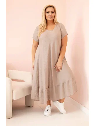 Dámske plus size šaty s krátkymi rukávmi a volánom z ľahkej viskózy fango Dámske plus size šaty s krátkymi rukávmi a volánom z ľahkej viskózy fango