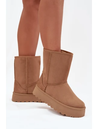 Damskie Śniegowce Ocieplone Futerkiem Camel Abrams Damskie Śniegowce Ocieplone Futerkiem Camel Abrams