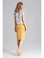 Dámska klasická sukňa M658 horčicová - Figl