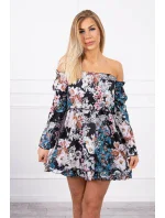 Španielske kvetinové šaty čierne