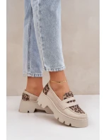 Dámske kožené mokasíny s platformou a plochými podpätkami Leopard Light Beige Zazoo 20191 Dámske kožené mokasíny s platformou a plochými podpätkami Leopard Light Beige Zazoo 20191