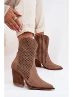 Dámské otevřené kotníkové boty na podpatku Béžové Rivorina