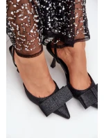 Čierne lesklé lodičky Gredan s mašľou