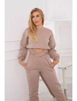 Zateplená súprava s krátkou mikinou tmavo béžová Zateplená súprava s krátkou mikinou tmavo béžová