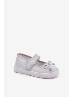 Dziecięce Balerinki Z Kokardką Srebrne Amirinas