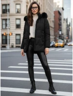 Dámska zimná prešívaná bunda s kapucňou čierna FashionStreet TY5330
