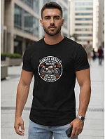 Pánske bavlnené tričko s motorkárskou potlačou čierne FashionStreet NX5007R