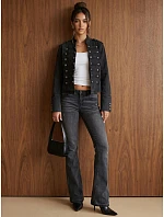Dámska džínsová bunda Napoleonka, čierna, FashionStreet TY6044 Dámska džínsová bunda Napoleonka, čierna, FashionStreet TY6044