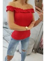 Španielska blúzka s volánikmi červená